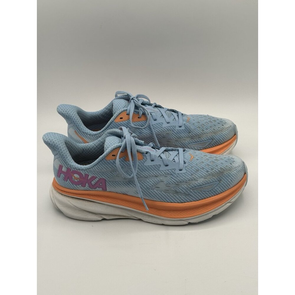 Hoka One One Womens Clifton 9 1127896 ABIW Blue Running Shoes Sneakers Sz 11B - Picture 1 of 15